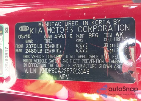 2011 Kia Sportage Lx from USA, damaged, VIN KNDPBCA23B7013149